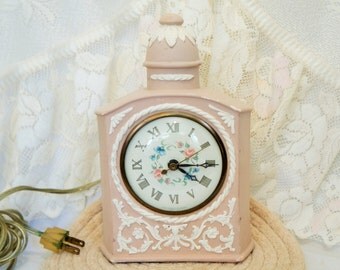 Pink Clock/Sessions/Electric Clock/Vintage Pink Clock/Sessions Clock/Pink Alarm Clock/Ceramic Clock/Bedside Clock/Vintage Sessions Clock