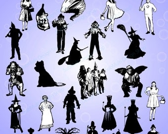 25 Wizard of Oz / Wizard of Oz silhouette /Wizard of Oz clipart/ Wizard of Oz SVG / PNG / EPS / vector file /High Quality /wizard characters