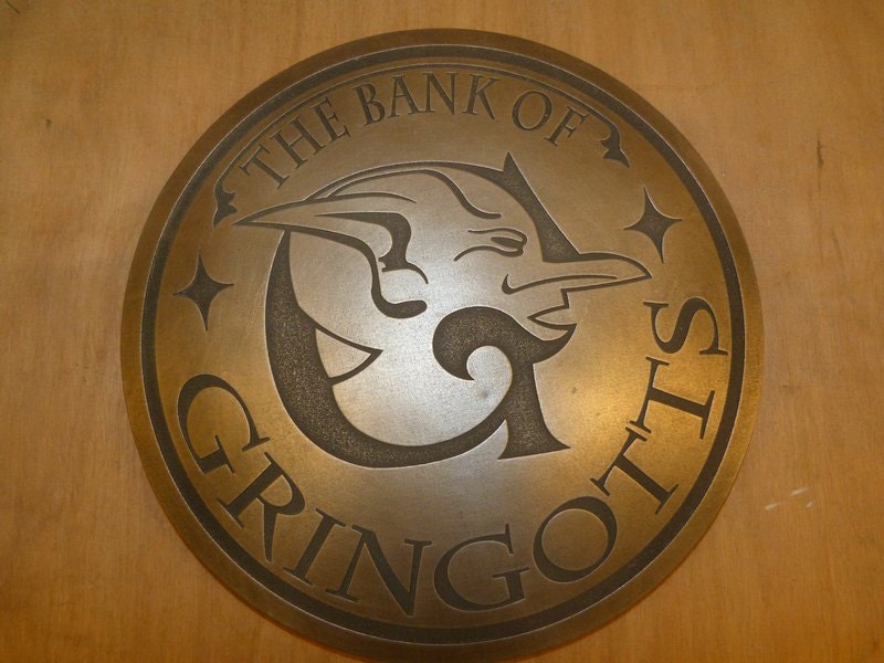 Harry Potter Gringotts bank logo sign prop