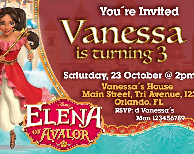 Disney Elena of Avalor Invitation Personalized - We deliver your order in record time!, less than 4 hour! Best Value