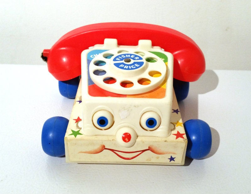 Vintage Fisher Price 1985 Chatter Phone Pull Toy 747 Dial