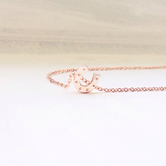Rose Gold Horseshoe Necklace tiny horseshoe necklace