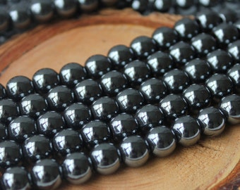 8mm Hematite Round Gemstone Dark Silver Gemstone Beads Jewelry Supply Silver Metal Beads