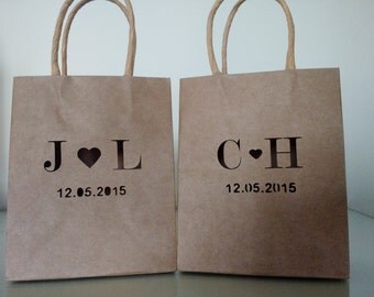 Set of 12 - Personalized Kraft Bags/Wedding Bags//Wedding favor Bag//Wedding Candy Paper Bag//Gift Bag/Wedding Gift/Bomboniere Matrimonio