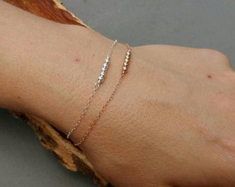 SALE*Rose Gold Bead Bar bracelet, bridesmaid gift, delicate stacking bracelet, minimalist,rose gold bracelet, sterling silver bracelet
