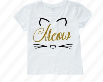 Cat costume toddler - cat costume girls - Cat halloween - Toddler cat shirt - baby cat shirt - meow shirt - kitty shirt - kitten shirt -girl
