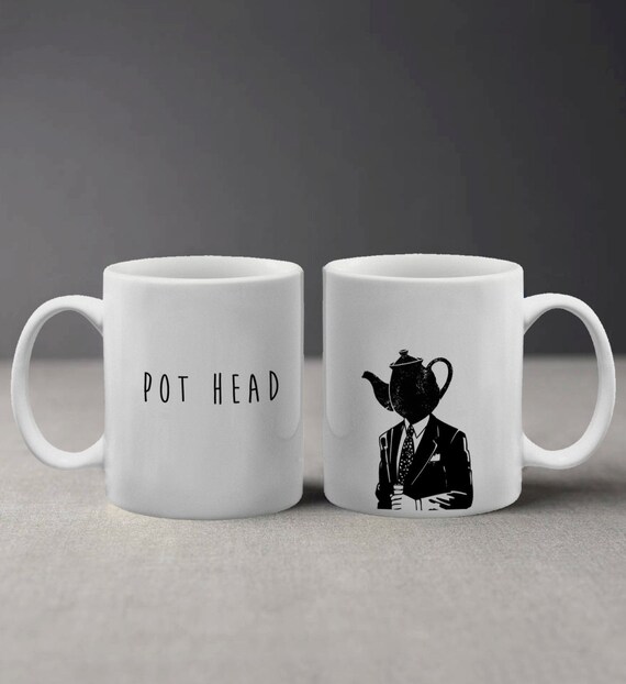 Download Pot Head Weed Coffee Illustration Funny and Cool Design Mug
