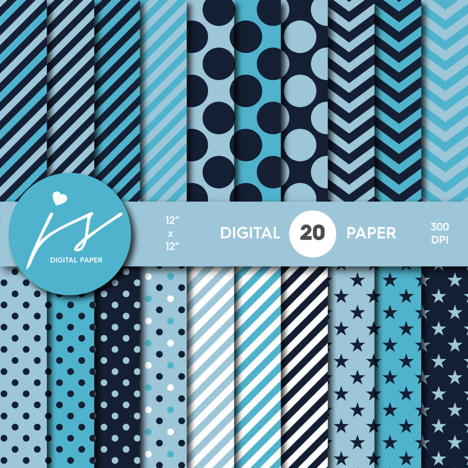 Blue digital paper Blue scrapbooking paper Digital paper