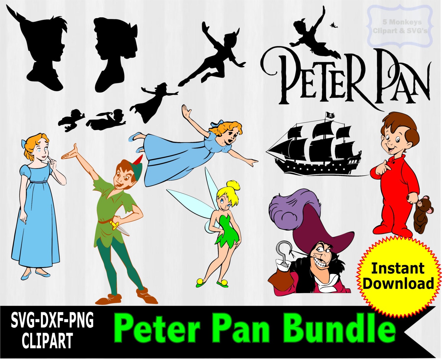 Peter Pan svg Peter Pan Clipart Peter Pan digital by 5StarClipart