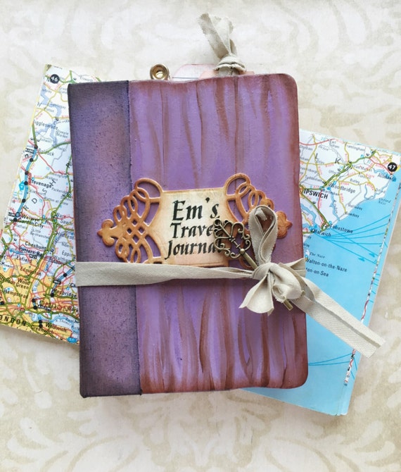 Personalized Travel journal handmade book Lilac Memory