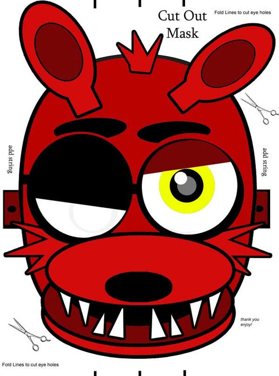 Foxy Mask Red Five Nights At Freddys Fnaf Party By Rockitfishray