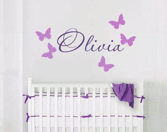 Name Wall Decal- Butterfly Decals - Nursery Wall Decals - Girl's Name Wall Decals - kids Wall Decals - Wall Decals-Girls Nursery Decals
