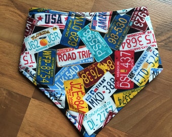 License Plate Bandana Bib, License Plate Drool Bib, Traveler Bib, Traveler Bandana Bib, Reversible Bibdana, baby shower gift, Colorful bib