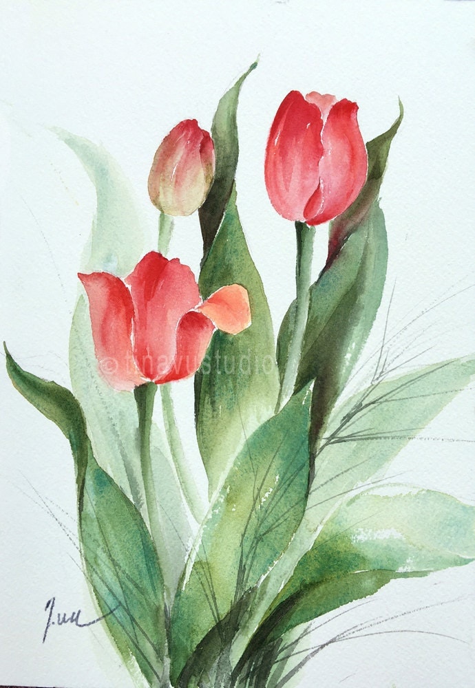 tulip painting tulip art red tulips tulip flower painting