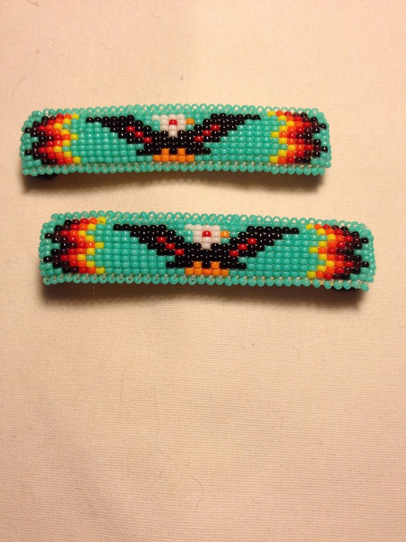 Items similar to Native American beaded barrettes. on Etsy