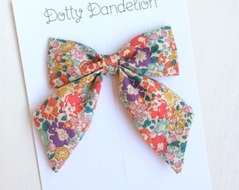 Liberty Sailor Bow | Girls Hair Clip, Liberty of London, Liberty Hair Clip, Floral Hair Bow, Fabric Hair Bow, Liberty Michelle Hair Bow
