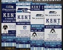 Seattle Seahawks Birthday Invitation, Football, Ticket Invitation, Photo, Sport,Birthday ...