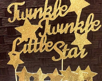 Twinkle twinkle little star cake topper, baby shower decor, first birthday, cupcake topper