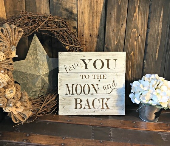 Ich liebe dich bis zum mond und zurück von boardsandburlapdecor