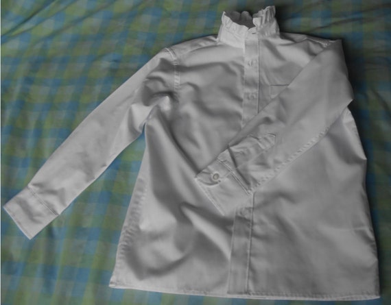 Girls Edwardian Style Blouse. White Frilled Shirt. Mary