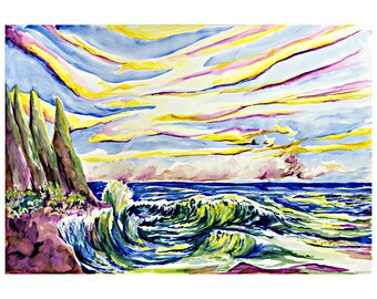 Napali Coast Sunlit Wave