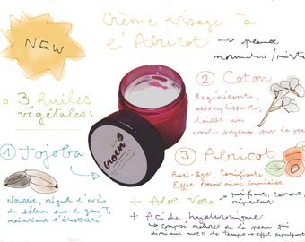 Jojoba face cream, cotton and apricot for normal to combination skin