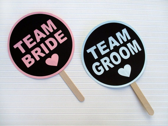 Team Bride And Team Groom Photo Booth Prop Signs Wedding