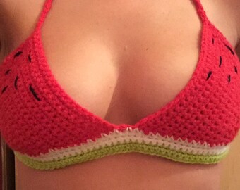 Watermelon crochet bikini, festival fashion bikini top clothing