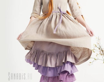 Linen Maxi Dress, Ladies Long Boho Dress, Womens Linen Dress
