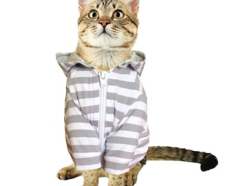 Cat Hoodie Cat Clothes Made of Spandex Cotton Cat Hoodie Cat Jacket Cat Colthing Cat Outfit in Multiple Sizes ( L, M, S ) or Custom Order