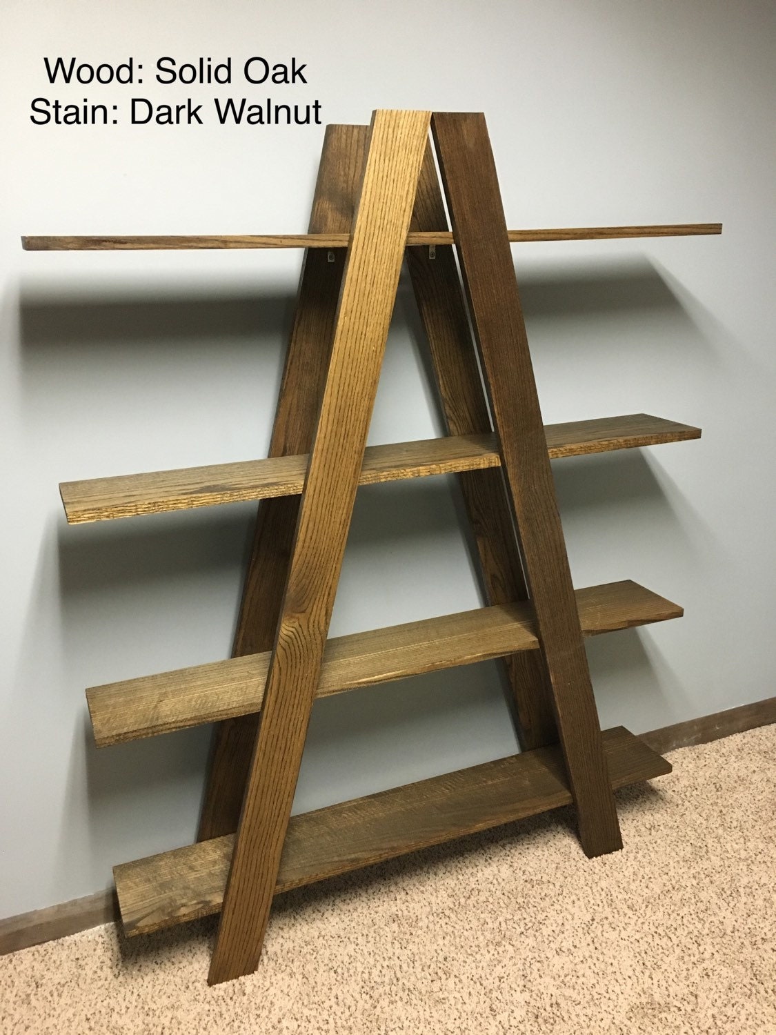 Solid Oak Ladder Shelf Free Shipping Handmade