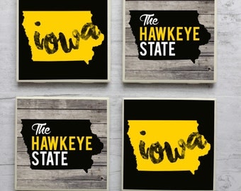 Iowa / Iowa Coasters / Iowa Hawkeyes / University of Iowa / Hawkeye / Coasters / Iowa Home / Iowa Love / Iowa Gift / Iowa State / Iowa City