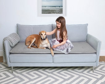 Sofa Topper in Grey Wool - Stylish Waterproof Sofa Cover for Pets, Children & Beautiful Homes