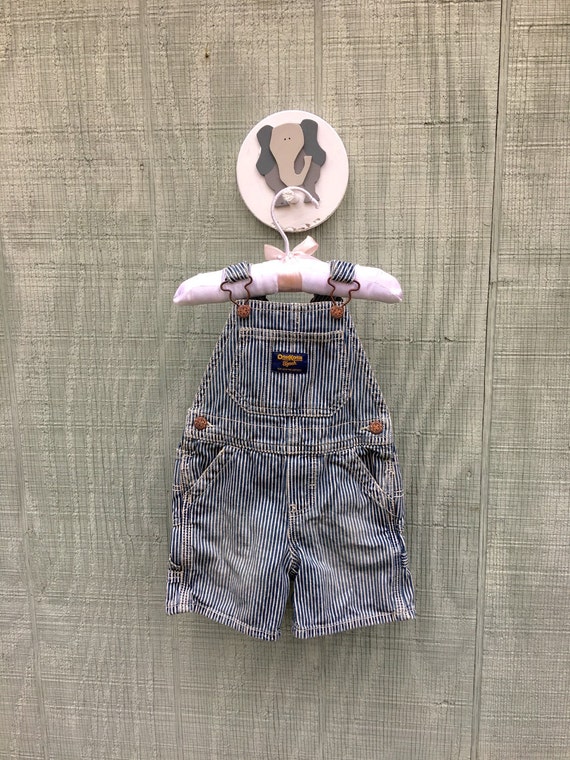 Vintage Striped Osh Kosh B'Gosh Overalls, Train Engineer Overalls, Vintage Vestbak, Vintage Shortalls, Size 12 Months, Vintage Shortalls