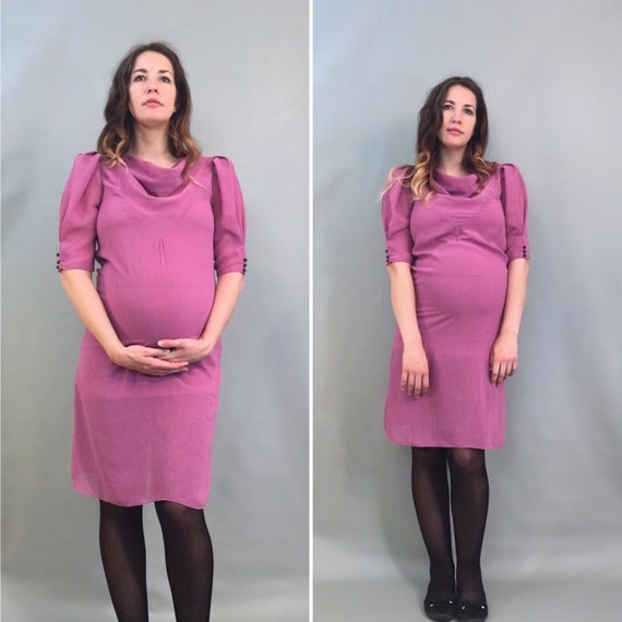 70s Cowl Neck Maternity Dress 1970s Vintage by VintageMaternityCo