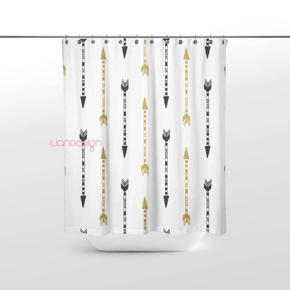 vintage arrow in black and gold shower curtain by LianDesign