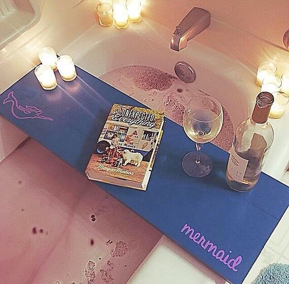 Items similar to Bath Tub Tray Caddy, Mermaid Bath Tray, Bath Caddy