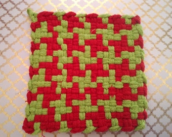 Red and Green Woven Potholder