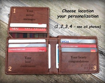 Father's Gift - Father of Bride Gift - Father of Groom Gift - Personalized Wallet for Dad - Slim Mens Leather Wallet - Bifold - Toffe7751