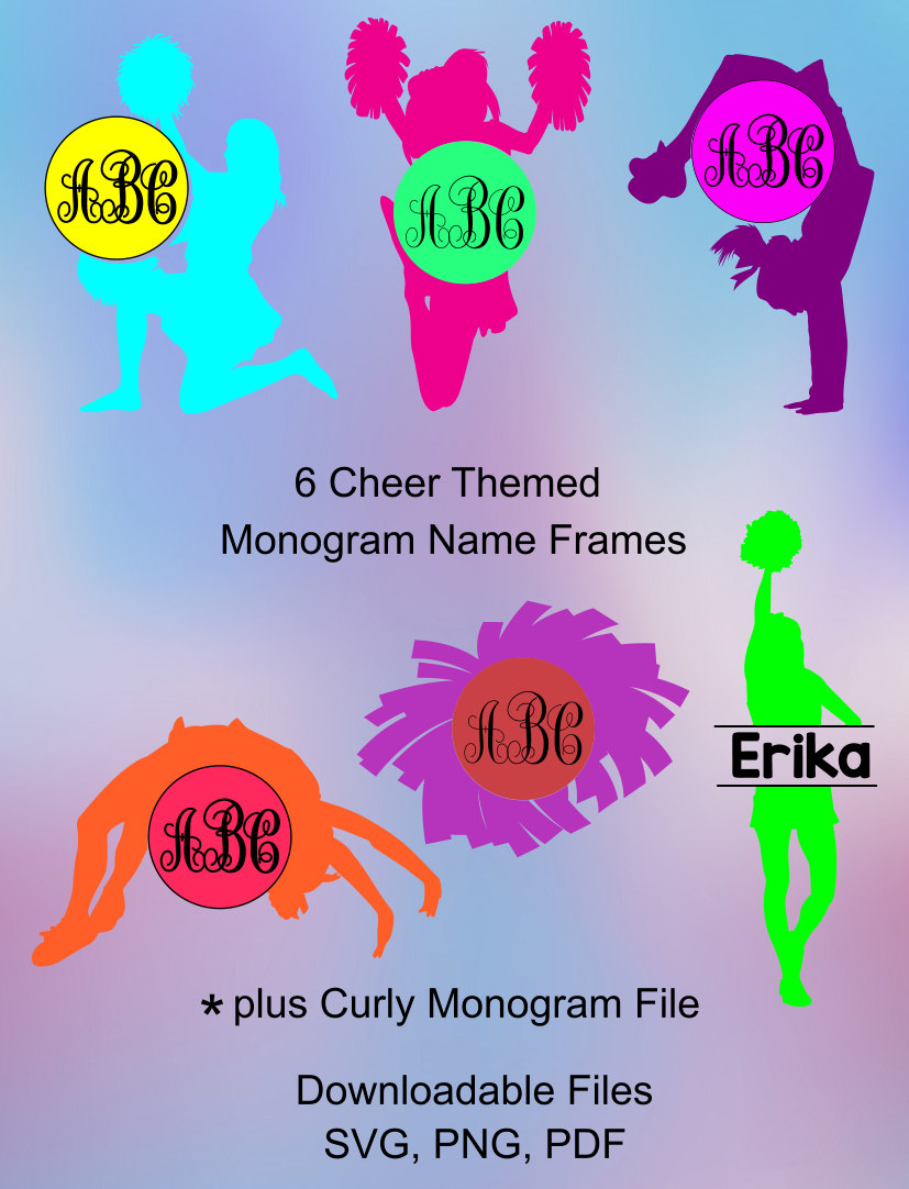 Download Cheer Monogram SVG Frames. Cheerleading vinyl cutting files