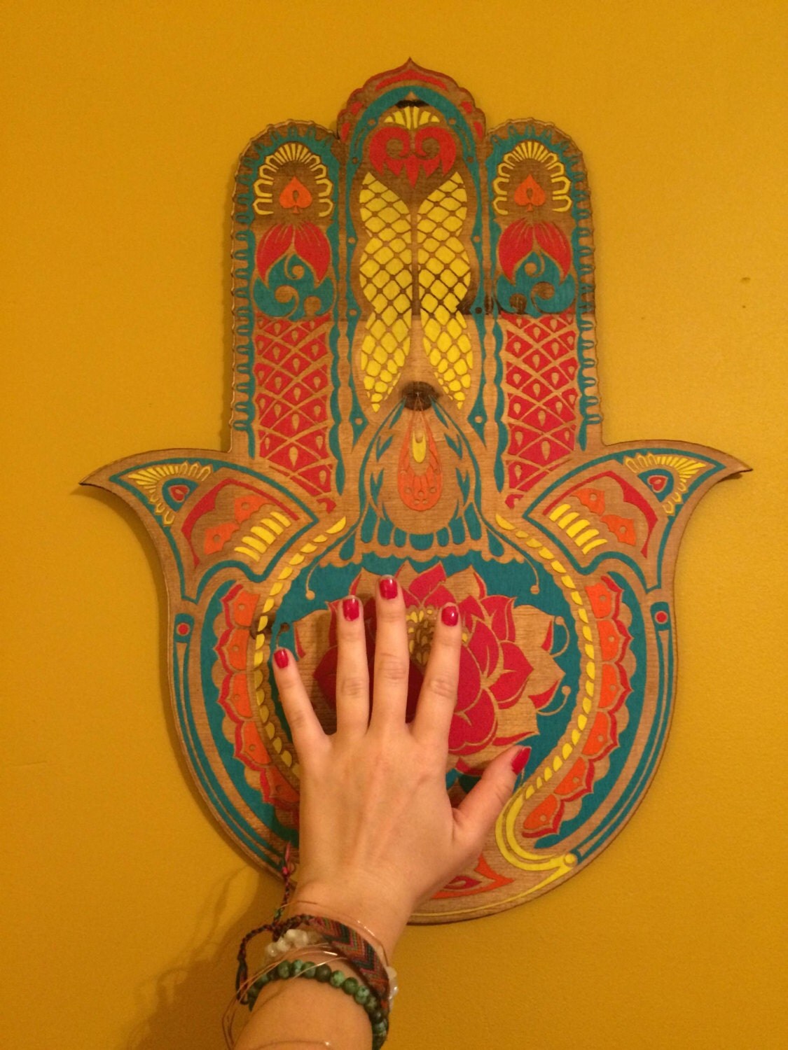 Hamsa Wall Decor large lotus flower hamsa wall art, hand painted sacred protection Hamsa Wall Decor large lotus flower hamsa wall art, hand painted sacred protection