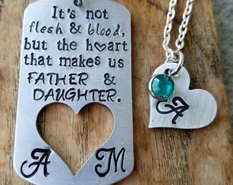 Personalized stamped step-dad keychain set. Stepfather gift. Father daughter first fathers day. Custom step-dad gift. Daddy daughter gift.