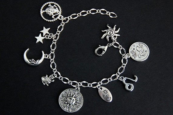 Leo Bracelet. Leo Charm Bracelet. Zodiac Bracelet. Sun Sign