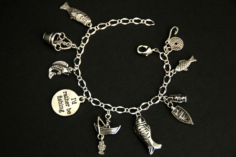 Fishing Bracelet. Fishing Trip Charm Bracelet. by GatheringCharms