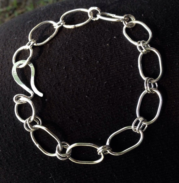 Argentium .935 Sterling silver oval link bracelet unisex