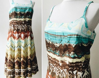 Multicolored dress / Cotton vintage dress / size M