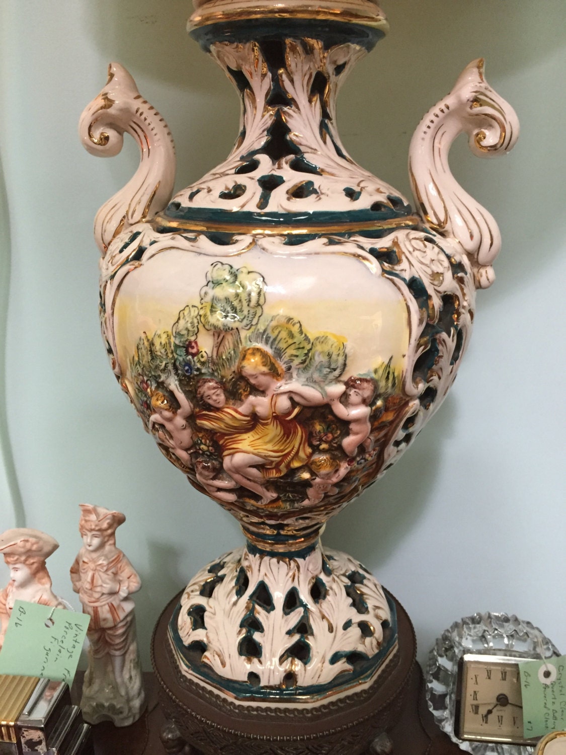 Pair Of Vintage Porcelain Capodimonte Lamps Italy