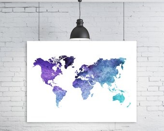 Items similar to WOLRD MAP POSTER, green world map art, large world map ...