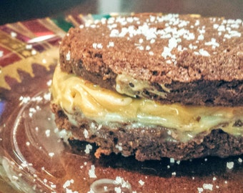 Rich Chocolate Brownies Stuffed with Dulce de Leche and Fleur de Sal