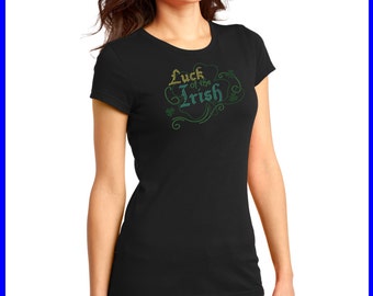 Rhinestone Luck of The Irish T,Luck of The Irish T, St. Patricks Day T, St. Patricks Day Bling,St Patricks Transfer,Rhinestone Transfer-HB01